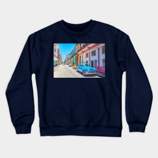 Colorful Cuba Street In Havana Crewneck Sweatshirt